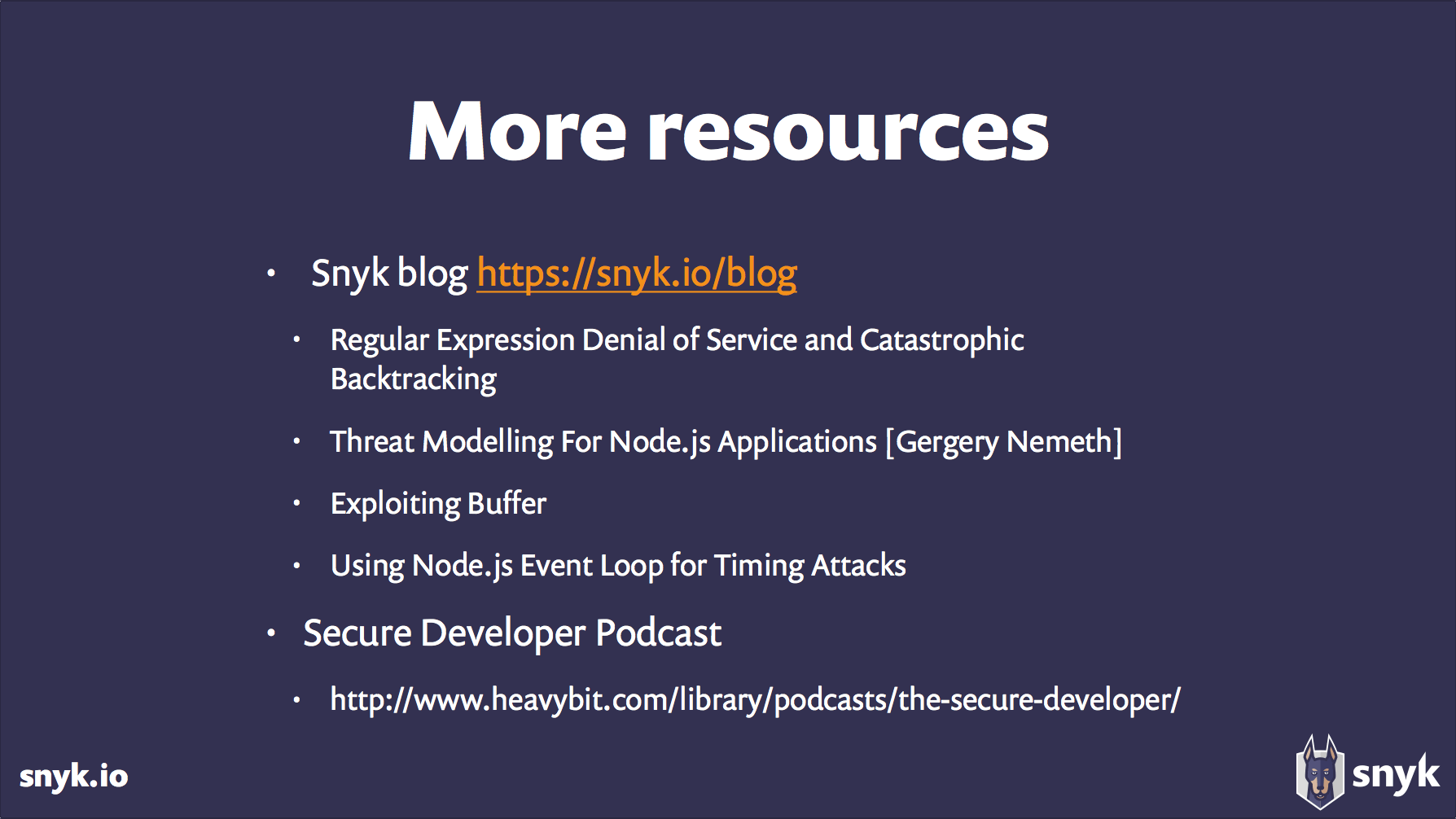more resources from snyk